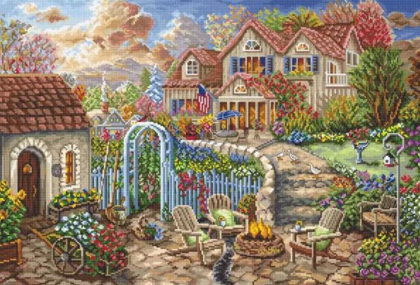 click here to view larger image of Backyard Retreat (counted cross stitch kit)