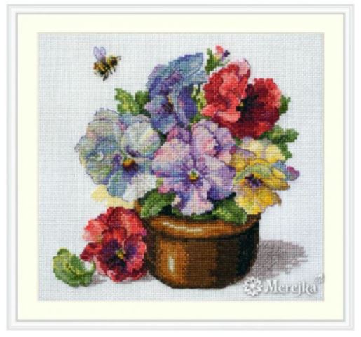 click here to view larger image of Spring Pansies (counted cross stitch kit)