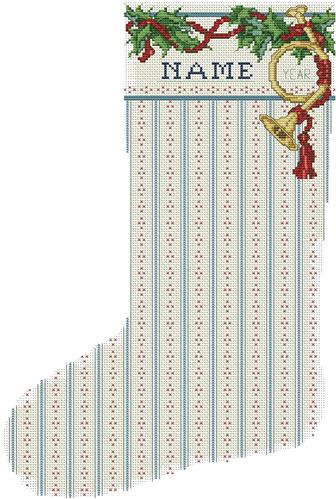 click here to view larger image of Horn and Holly Cuff Heirloom Stocking (chart)