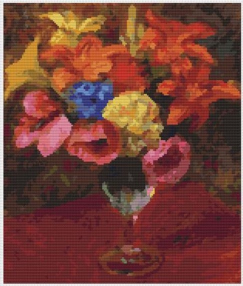 click here to view larger image of Poppies, Lilies and Blue Flowers (William James Glackens) (chart)