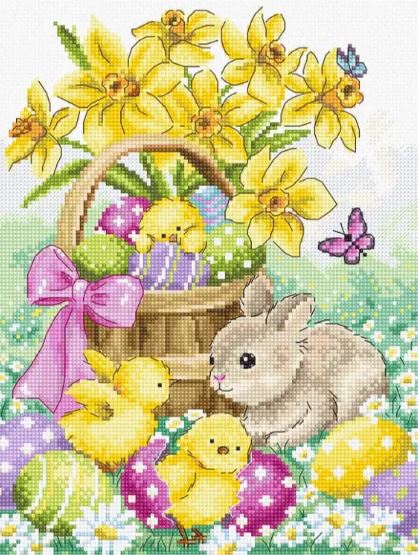 click here to view larger image of Easter Rabbit and Chicks (counted cross stitch kit)
