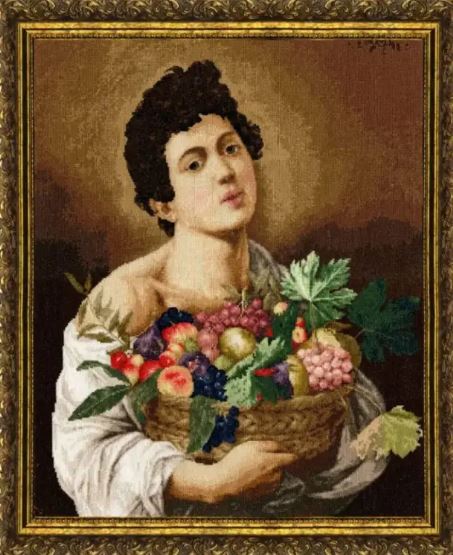 click here to view larger image of Boy with a Basket of Fruit (counted cross stitch kit)