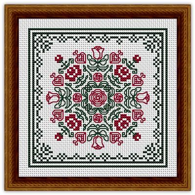 click here to view larger image of June Hearts Square with Red Roses (chart)