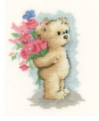 click here to view larger image of Toffee with Flowers (aida) - Sue Hill (counted cross stitch kit)