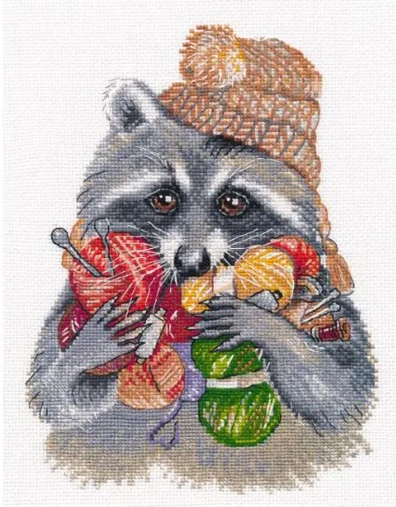 click here to view larger image of Raccoon Needleworker  (counted cross stitch kit)