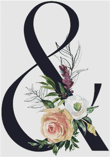 click here to view larger image of Blush and Wine Floral Ampersand (chart)