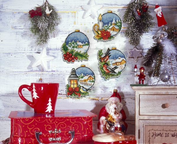 click here to view larger image of Christmas Balls Set of 4 - 7669 (counted cross stitch kit)
