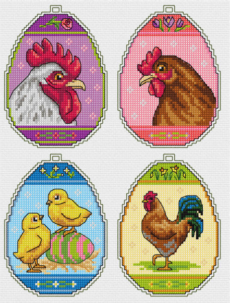 click here to view larger image of Easter Eggs Set of 4 - 7677 (counted cross stitch kit)