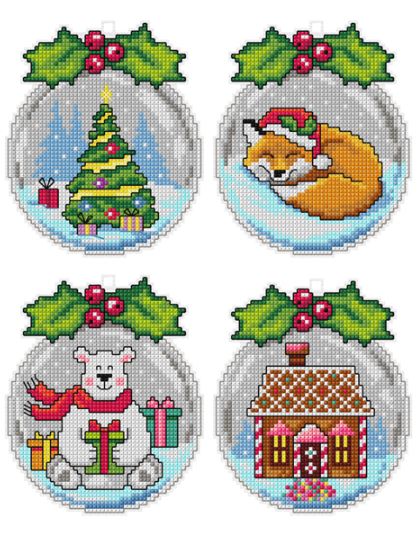 click here to view larger image of Christmas Balls Set of 4 - 7678 (counted cross stitch kit)