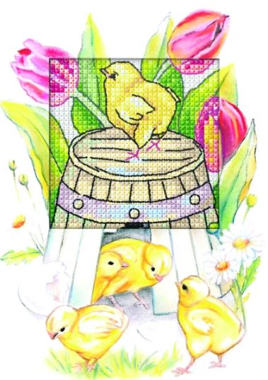 click here to view larger image of Card - Easter Chickens (counted cross stitch kit)