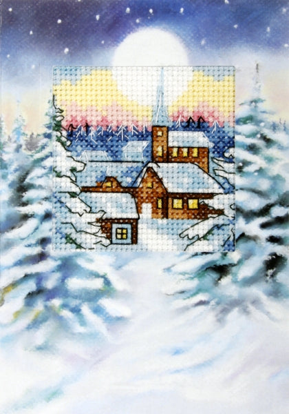 click here to view larger image of Card - Winter Landscape (counted cross stitch kit)