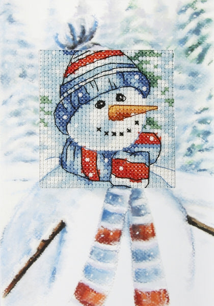 click here to view larger image of Card - Snowman (counted cross stitch kit)
