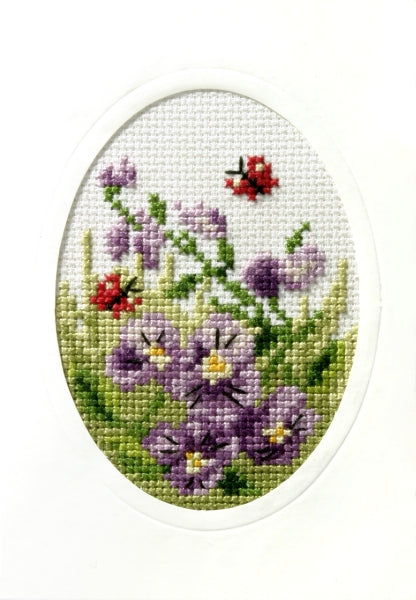 click here to view larger image of Card - Violets (counted cross stitch kit)