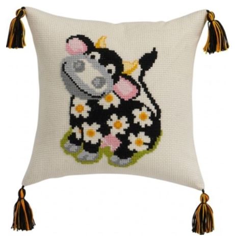 click here to view larger image of Cow Pillow (counted cross stitch kit)