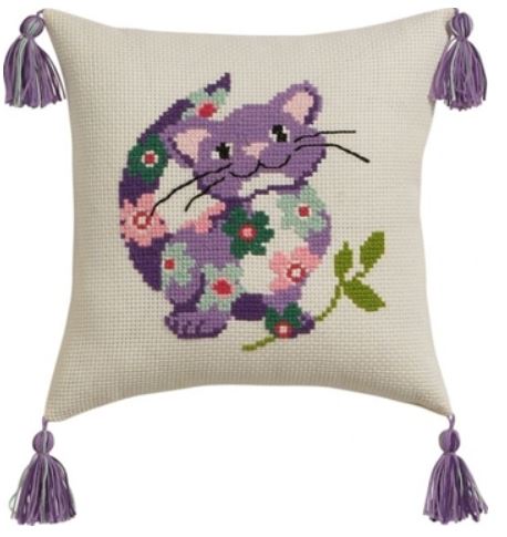 click here to view larger image of Cat Pillow (counted cross stitch kit)