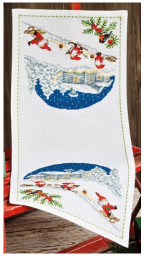 click here to view larger image of Skiing Table Runner (counted cross stitch kit)