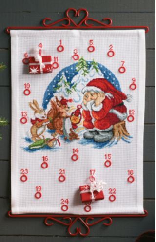 click here to view larger image of Santa Becomes Gifts Bellpull - Advent Calendar (counted cross stitch kit)
