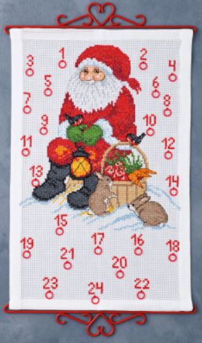 click here to view larger image of Santa and Rabbits Bellpull - Advent Calendar (counted cross stitch kit)