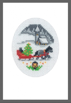 click here to view larger image of Card - Sleigh (counted cross stitch kit)