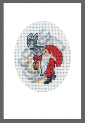 click here to view larger image of Card - Elf and Deer (counted cross stitch kit)