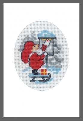 click here to view larger image of Card - Elf with Postcard (counted cross stitch kit)