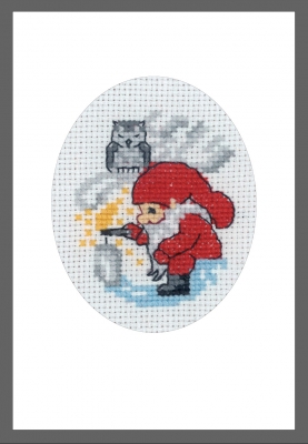 click here to view larger image of Card - Elf and Owl (counted cross stitch kit)