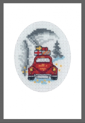 click here to view larger image of Card - Red Car (counted cross stitch kit)