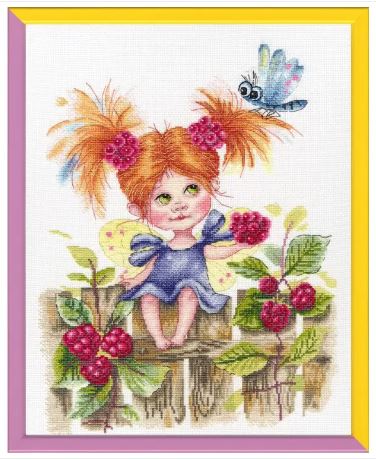 Raspberry Fairy  - click here for more details about counted cross stitch kit