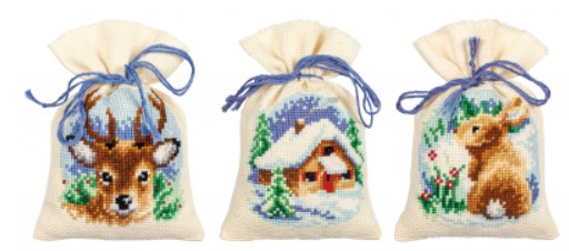 click here to view larger image of Wintertime (Set of 3) Bags (counted cross stitch kit)