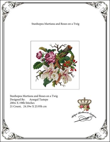 click here to view larger image of Stanhopea Martiana and Roses on a Twig  (chart)