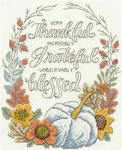 click here to view larger image of Thankful Grateful and Blessed - Diane Arthurs (counted cross stitch kit)