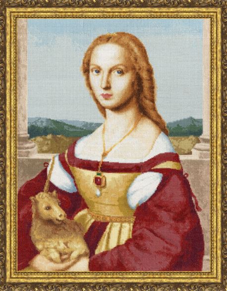 click here to view larger image of Young Woman with Unicorn (counted cross stitch kit)