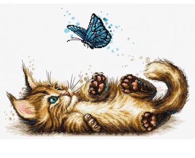 click here to view larger image of Playful Kitten (counted cross stitch kit)