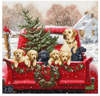 click here to view larger image of Labs Truck (counted cross stitch kit)