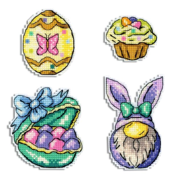 click here to view larger image of Gnome and Cradle Magnets (counted cross stitch kit)