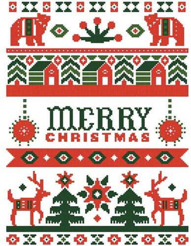 click here to view larger image of Folk Art Merry Christmas (chart)