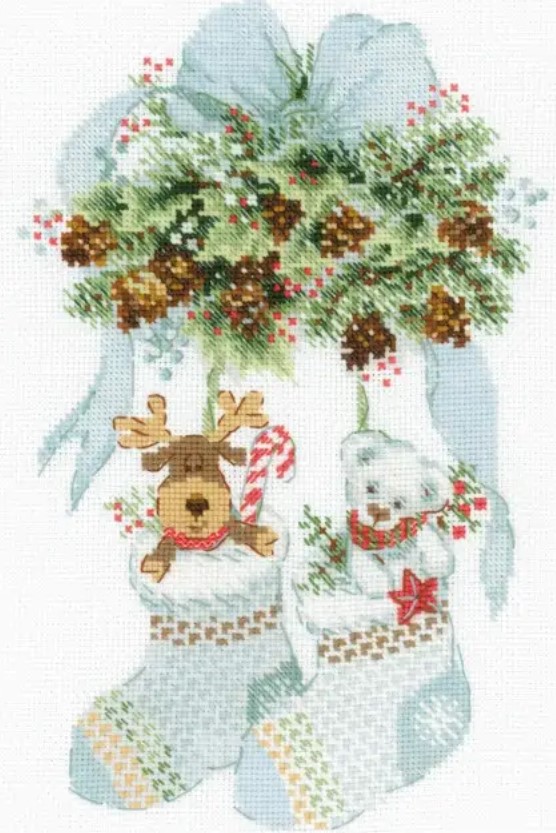 click here to view larger image of Bear, Cones and Deer (counted cross stitch kit)