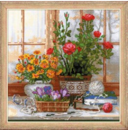 click here to view larger image of Crocuses on the Windowsill (counted cross stitch kit)