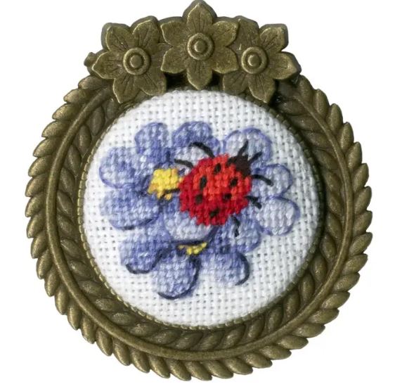 click here to view larger image of Brooch - Ladybug (counted cross stitch kit)