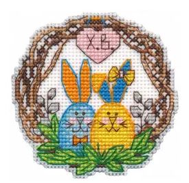 click here to view larger image of Magnet - Bunnies (counted cross stitch kit)