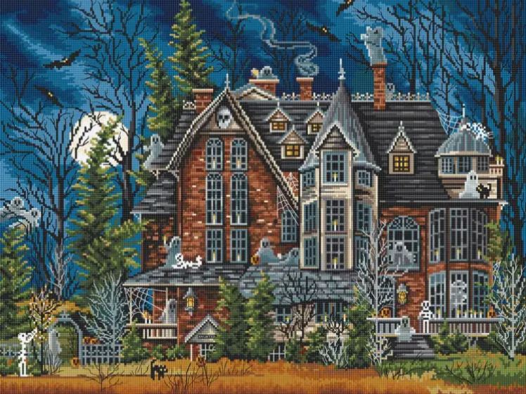 click here to view larger image of Decorating the Haunted House (counted cross stitch kit)