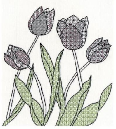 click here to view larger image of Tulips - Blackwork  (counted cross stitch kit)