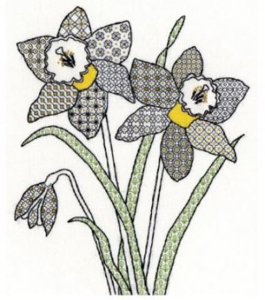 click here to view larger image of Daffodil - Blackwork  (counted cross stitch kit)