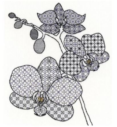click here to view larger image of Orchid - Blackwork  (counted cross stitch kit)