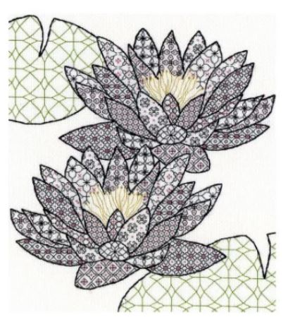 click here to view larger image of Water Lily - Blackwork  (counted cross stitch kit)