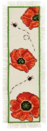 click here to view larger image of Poppies Bookmark (counted cross stitch kit)