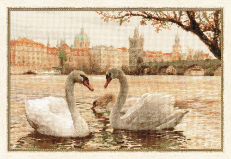 click here to view larger image of Swans - Prague (counted cross stitch kit)