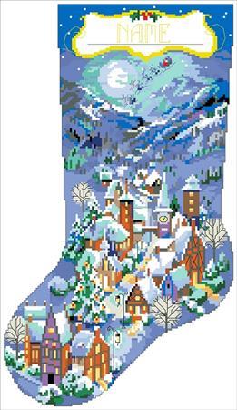 click here to view larger image of Christmas Village Stocking (chart)