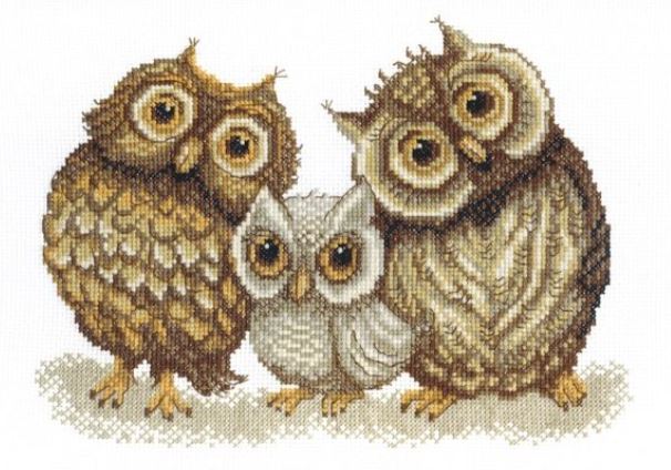 click here to view larger image of Family of Owls  (counted cross stitch kit)