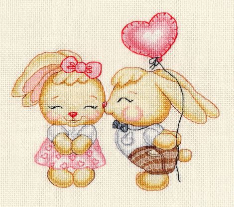 click here to view larger image of Bunnies in Love (counted cross stitch kit)